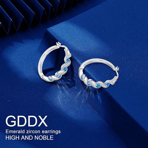 GDDX Sterling Silver Earrings, 925 Sterling Silver Hoop Earrings for Women Cubic Zirconia White Gold Plated Hypoallergenic Silver Earrings for Women Trendy Graduation Birthday Party Jewelry Gifts in Kuwait