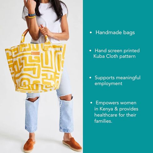 حقيبة Ubuntu Life Weekender Tote - حقيبة كبيرة من القماش وحقيبة شاطئ وحقيبة سفر مصنوعة من القطن الطبيعي in Kuwait