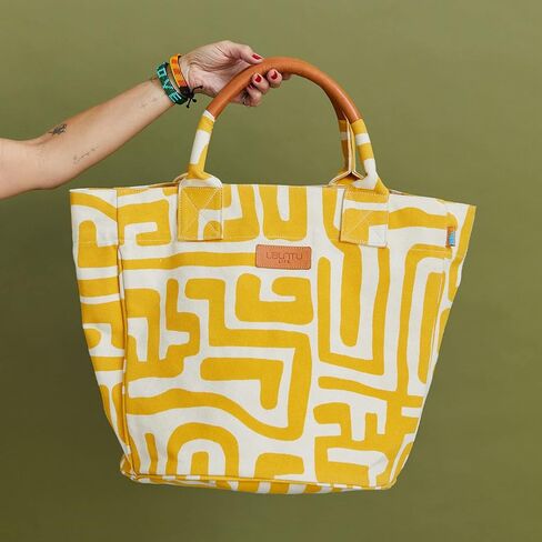 حقيبة Ubuntu Life Weekender Tote - حقيبة كبيرة من القماش وحقيبة شاطئ وحقيبة سفر مصنوعة من القطن الطبيعي in Kuwait