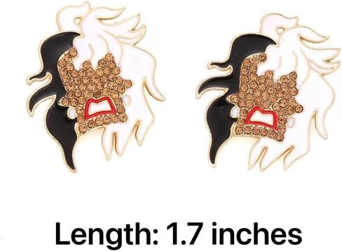 أقراط شريرة للنساء والفتيات والمراهقات والأزياء التنكرية والمزيد. أقراط دلماسية لطيفة جدًا للنساء! أقراط على شكل شرير ذو شعر أبيض وأسود للكوسبلاي، وإكسسوارات الأزياء. إكسسوارات Cruella بأسعار معقولة للهالوين والملابس والمعجبين والمزيد in Kuwait