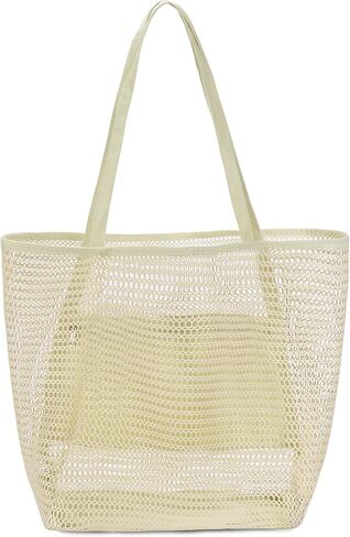 حقيبة حمل الشاطئ الشبكية من Venhoo للنساء ذات سعة كبيرة وحقائب كتف وحقيبة حمام السباحة للتسوق ومستلزمات السفر والنزهات in Kuwait