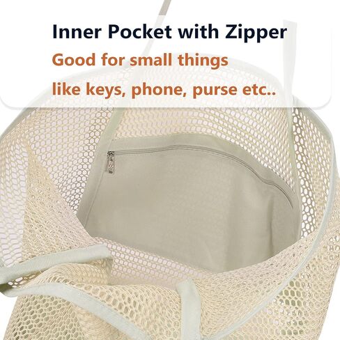 حقيبة حمل الشاطئ الشبكية من Venhoo للنساء ذات سعة كبيرة وحقائب كتف وحقيبة حمام السباحة للتسوق ومستلزمات السفر والنزهات in Kuwait