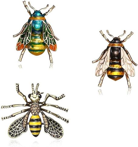 مجموعة دبوس بروش للنساء من إن إيه 4 قطع من الحشرات والنحل الكريستالية وحشرات الحيوانات دبابيس مجوهرات عتيقة in Kuwait