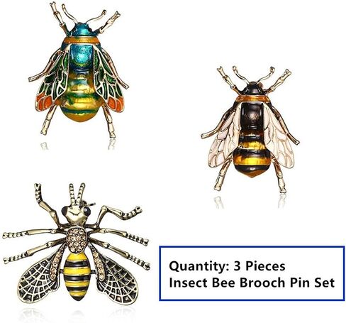 مجموعة دبوس بروش للنساء من إن إيه 4 قطع من الحشرات والنحل الكريستالية وحشرات الحيوانات دبابيس مجوهرات عتيقة in Kuwait