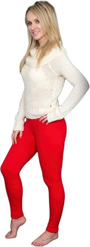 CoSisNY Women's Warm Winter Leggings Cotton Fleece Lined Thermal Pants ONE Legging Mid-Rise in Kuwait