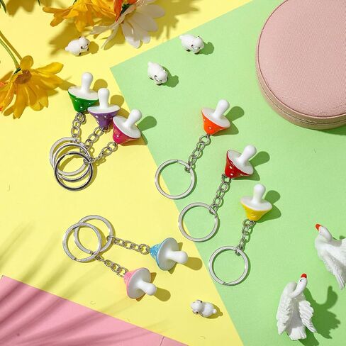 Huquary 16 قطعة سلسلة المفاتيح الفطر مجموعة ملونة لطيف الكرتون الفطر سحر المفاتيح الفطر الملحقات النسائية سلاسل المفاتيح الغذاء قلادة النبات المجوهرات هدية للنساء فتاة in Saudi Arabia