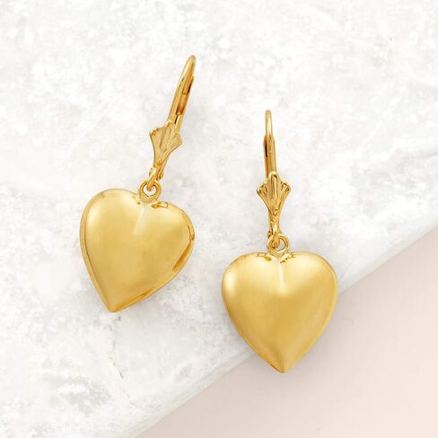 روس سيمونز 14kt الذهب الأصفر انخفاض القلب منتفخ الاقراط in Kuwait