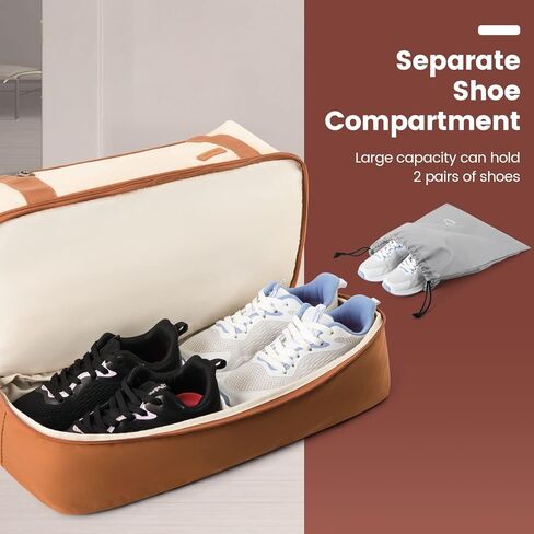 حقيبة سفر قابلة للتوسيع للرجال - حقائب كبيرة لعطلة نهاية الأسبوع للنساء مع حجرة للأحذية - حقيبة من القماش الخشن خفيفة الوزن قابلة للطي طوال الليل - أسود in Kuwait