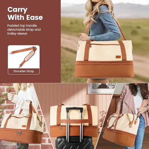 حقيبة سفر قابلة للتوسيع للرجال - حقائب كبيرة لعطلة نهاية الأسبوع للنساء مع حجرة للأحذية - حقيبة من القماش الخشن خفيفة الوزن قابلة للطي طوال الليل - أسود in Kuwait