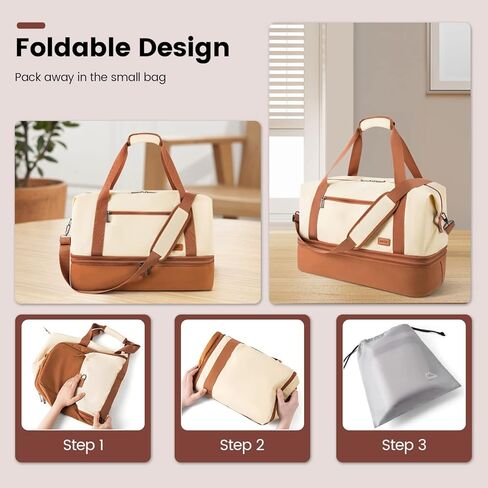 حقيبة سفر قابلة للتوسيع للرجال - حقائب كبيرة لعطلة نهاية الأسبوع للنساء مع حجرة للأحذية - حقيبة من القماش الخشن خفيفة الوزن قابلة للطي طوال الليل - أسود in Kuwait