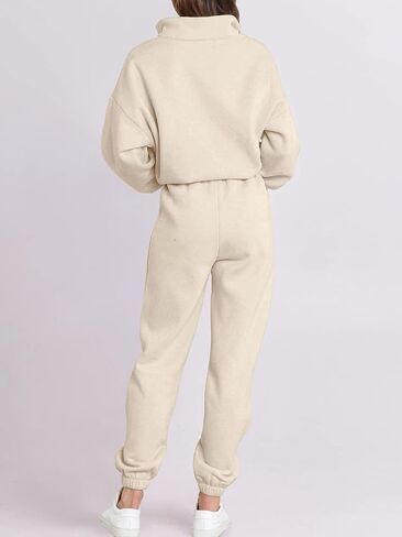 STITCH FEED Womens 2 Piece Outfits Sweatsuit Half Zip Pullover Long Sleeve Sweatshirt Jogger Pants Lounge Set with pockets in Saudi Arabia