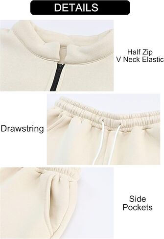 STITCH FEED Womens 2 Piece Outfits Sweatsuit Half Zip Pullover Long Sleeve Sweatshirt Jogger Pants Lounge Set with pockets in Saudi Arabia