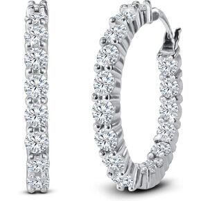 AceLay 14k Gold Plated Sterling Silver Hoop Earrings For Women Filled With CZ Stones | Hypoallergenic Huggies Earring | 25mm silver earrings for women in Kuwait