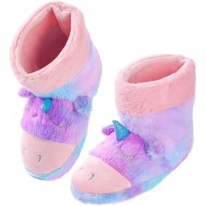 شبشب Yseoul للفتيات والأولاد يونيكورن القرش، حذاء شتوي دافئ من الصوف المخملي بتصميم حيوان لطيف سهل الارتداء للاستخدام الداخلي والخارجي in Kuwait