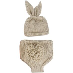 IDOPIP Newborn Baby Easter Bunny Photography Props Costume Boy Girl Crochet Knit Rabbit Hat Diaper Carrot 1st Birthday Outfit in Saudi Arabia