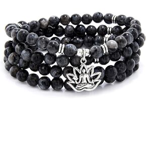 قلادة Mala من oasymala متعددة الاستخدامات مكونة من 108 خرزات حجرية مع سحر اليوغا - يمكن ارتداؤها كسوار in Kuwait