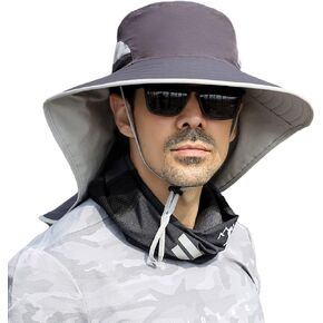 HUAMULAN Women Large Brim Sun Hat with Neck Flap, Men Quick Dry Hiking Fishing Safari Hat UPF 50+ in Saudi Arabia