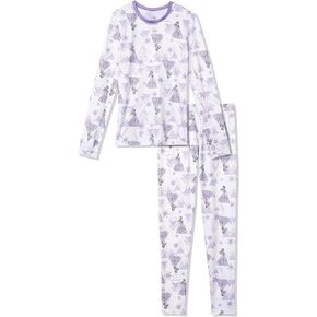 مجموعة ملابس داخلية حرارية للفتيات من ديزني فروزن للأطفال مكونة من قطعتين قميص بطبقة أساسية وبنطلون ضيق طويل للفتيات بيجامات in Kuwait