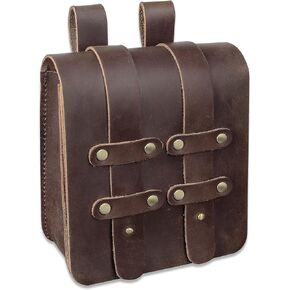DK86 Medieval Leather Belt Pouch Renaissance Costume Accessories LARP Waist Bag Fanny Pack, Large Coffee (New)