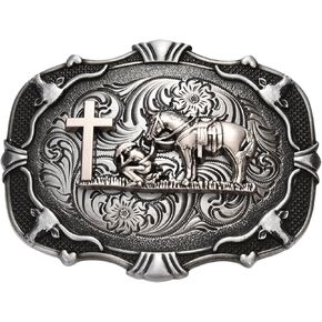 MUSVIKY Western Belt Buckles for Men Women, Cross Men Horse Cowboy Cowgirls Vintage Belt Buckles for Women Boys Husband