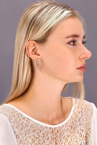 14k Gold Two-Tone Twisted Hoop Earrings in Saudi Arabia