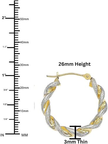 14k Gold Two-Tone Twisted Hoop Earrings in Saudi Arabia