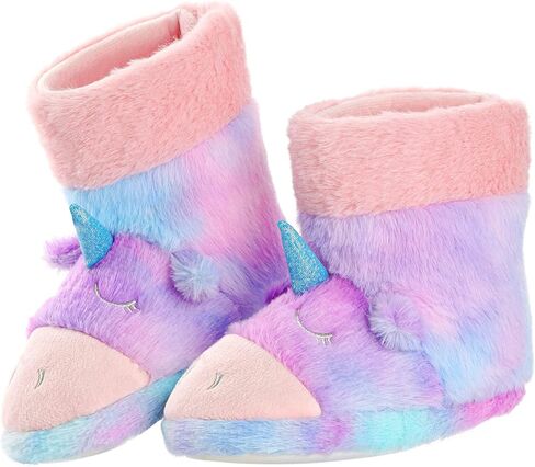 شبشب Yseoul للفتيات والأولاد يونيكورن القرش، حذاء شتوي دافئ من الصوف المخملي بتصميم حيوان لطيف سهل الارتداء للاستخدام الداخلي والخارجي in Kuwait