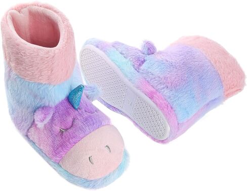 شبشب Yseoul للفتيات والأولاد يونيكورن القرش، حذاء شتوي دافئ من الصوف المخملي بتصميم حيوان لطيف سهل الارتداء للاستخدام الداخلي والخارجي in Kuwait