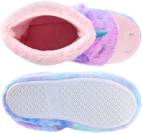 شبشب Yseoul للفتيات والأولاد يونيكورن القرش، حذاء شتوي دافئ من الصوف المخملي بتصميم حيوان لطيف سهل الارتداء للاستخدام الداخلي والخارجي in Kuwait