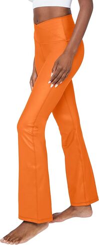 90 Degree By Reflex Faux Leather Flared Leg Yoga Pants - Squat Proof Interlink V-Back Cire Leggings in Saudi Arabia