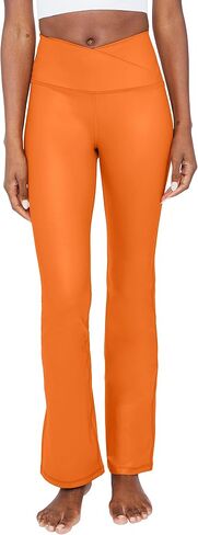 90 Degree By Reflex Faux Leather Flared Leg Yoga Pants - Squat Proof Interlink V-Back Cire Leggings in Saudi Arabia