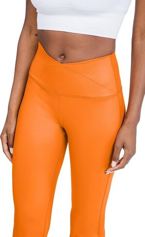 90 Degree By Reflex Faux Leather Flared Leg Yoga Pants - Squat Proof Interlink V-Back Cire Leggings in Saudi Arabia
