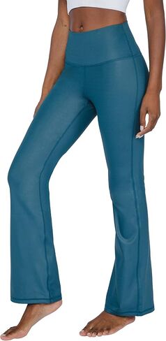 90 Degree By Reflex Faux Leather Flared Leg Yoga Pants - Squat Proof Interlink V-Back Cire Leggings in Saudi Arabia