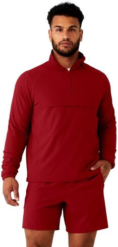 جاكيت Alo Ripstop 1/4 بسحاب للرجال من Alo، أحمر فيكتوري in Kuwait