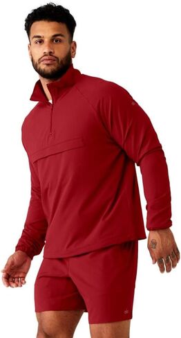 جاكيت Alo Ripstop 1/4 بسحاب للرجال من Alo، أحمر فيكتوري in Kuwait