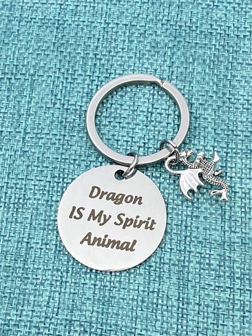 xyqcy Funny Dragon Keychain Dragon is My Spirit Animal Keyring with Dragon Totem Charm Inspirational Jewelry Christmas Birthday Gift for Women Girl Friend Dragon Lovers Gift in Saudi Arabia