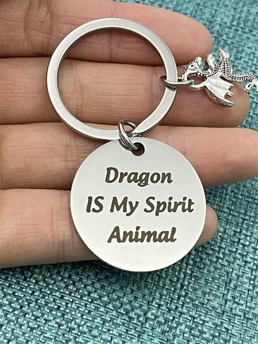 xyqcy Funny Dragon Keychain Dragon is My Spirit Animal Keyring with Dragon Totem Charm Inspirational Jewelry Christmas Birthday Gift for Women Girl Friend Dragon Lovers Gift in Saudi Arabia