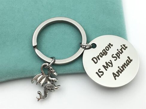 xyqcy Funny Dragon Keychain Dragon is My Spirit Animal Keyring with Dragon Totem Charm Inspirational Jewelry Christmas Birthday Gift for Women Girl Friend Dragon Lovers Gift in Saudi Arabia