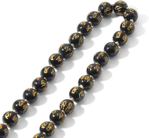 اواييت 108 خرزة مالا بوذا قلادة من الحجر الطبيعي حجر الزجاج البركاني مالا للصلاة مطرز بشراشيب in Kuwait