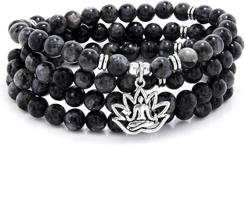 قلادة Mala من oasymala متعددة الاستخدامات مكونة من 108 خرزات حجرية مع سحر اليوغا - يمكن ارتداؤها كسوار in Kuwait