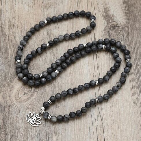 قلادة Mala من oasymala متعددة الاستخدامات مكونة من 108 خرزات حجرية مع سحر اليوغا - يمكن ارتداؤها كسوار in Kuwait