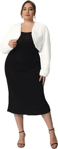 Agnes Orinda Plus Size Jacket for Women Wedding Open Front 2023 Faux Fur Bolero Crop Jackets in Saudi Arabia