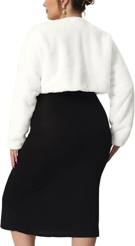 Agnes Orinda Plus Size Jacket for Women Wedding Open Front 2023 Faux Fur Bolero Crop Jackets in Saudi Arabia