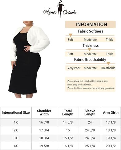 Agnes Orinda Plus Size Jacket for Women Wedding Open Front 2023 Faux Fur Bolero Crop Jackets in Saudi Arabia