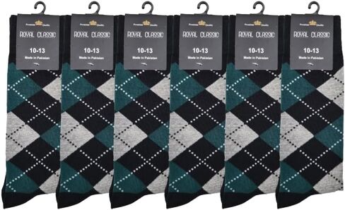 جوارب رسمية كلاسيكية لرفقاء العريس - جوارب رجالية من Argyle - جوارب زفاف - جوارب رسمية مقاس 10-13 (6 أزواج) in Kuwait