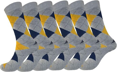 جوارب رسمية كلاسيكية لرفقاء العريس - جوارب رجالية من Argyle - جوارب زفاف - جوارب رسمية مقاس 10-13 (6 أزواج) in Kuwait