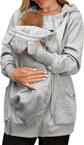 سويت شيرت نسائي من QWINEE بغطاء للرأس للأمومة مزود بغطاء للرأس وكتف منسدل ورباط للممرضات in Kuwait