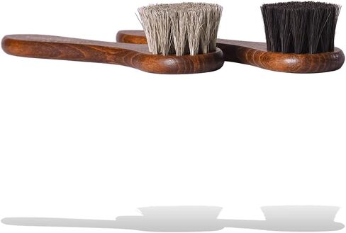 Valentino Garemi Shoe Polish Applicator Brush Traditional Set | Real Horse Hair & Hard Wood Handle | for All Leather Footwear & Boots | Manufactured in Germany in Kuwait