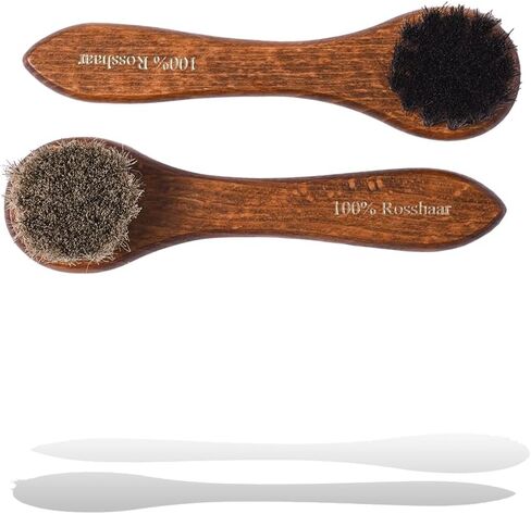 Valentino Garemi Shoe Polish Applicator Brush Traditional Set | Real Horse Hair & Hard Wood Handle | for All Leather Footwear & Boots | Manufactured in Germany in Kuwait