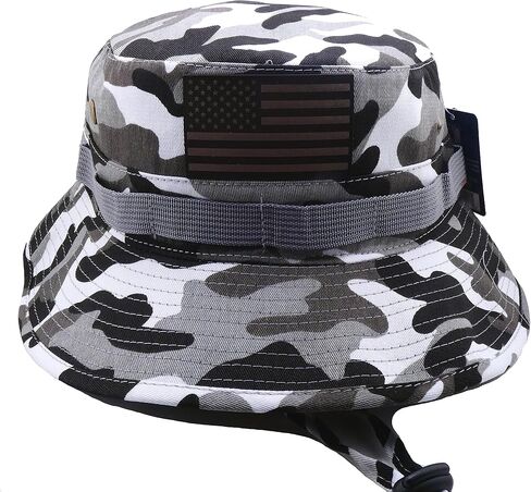 قبعة صيد كامو بوني مع علم أمريكي من الجلد الطبيعي. 5 ألوان in Kuwait